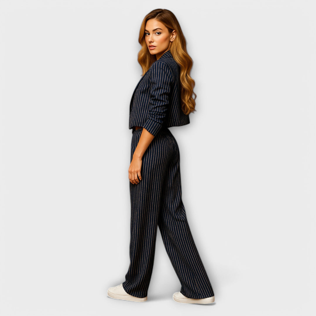 Emily |  Women’s Cropped Striped Blazer & Pants Set