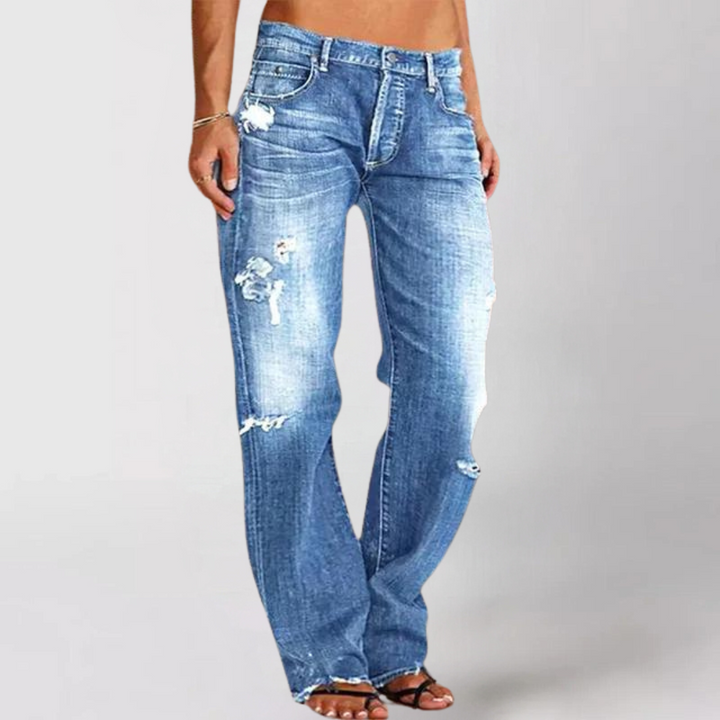 Celeste| Women’s Distressed Wide-Leg Jeans