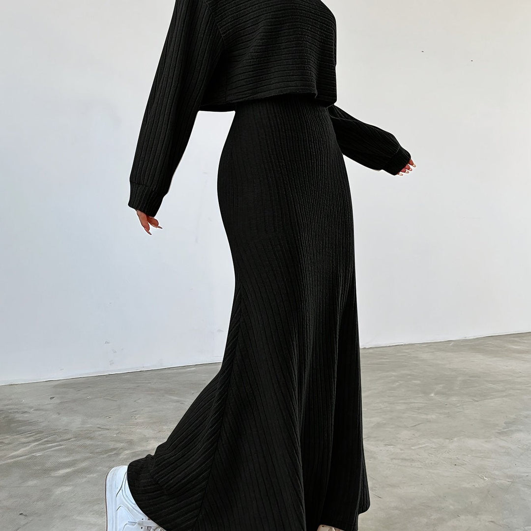 Élise | Ribbed Long Sleeve & Skirt Set