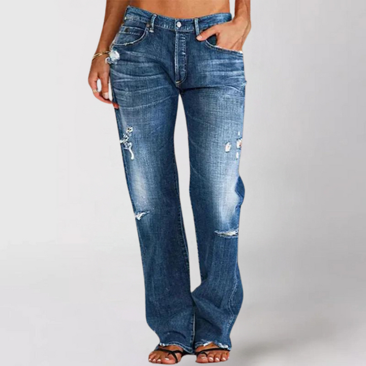 Celeste| Women’s Distressed Wide-Leg Jeans