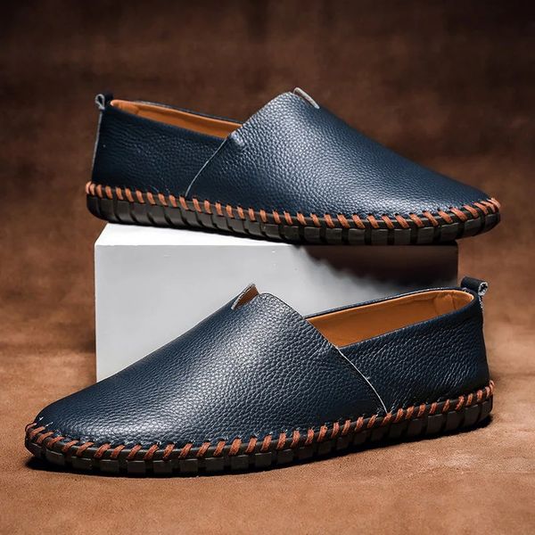 Hand-stitched leather loafers