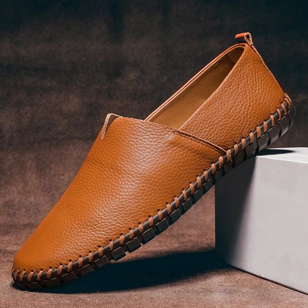Hand-stitched leather loafers