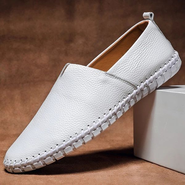 Hand-stitched leather loafers