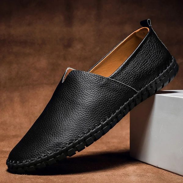 Hand-stitched leather loafers