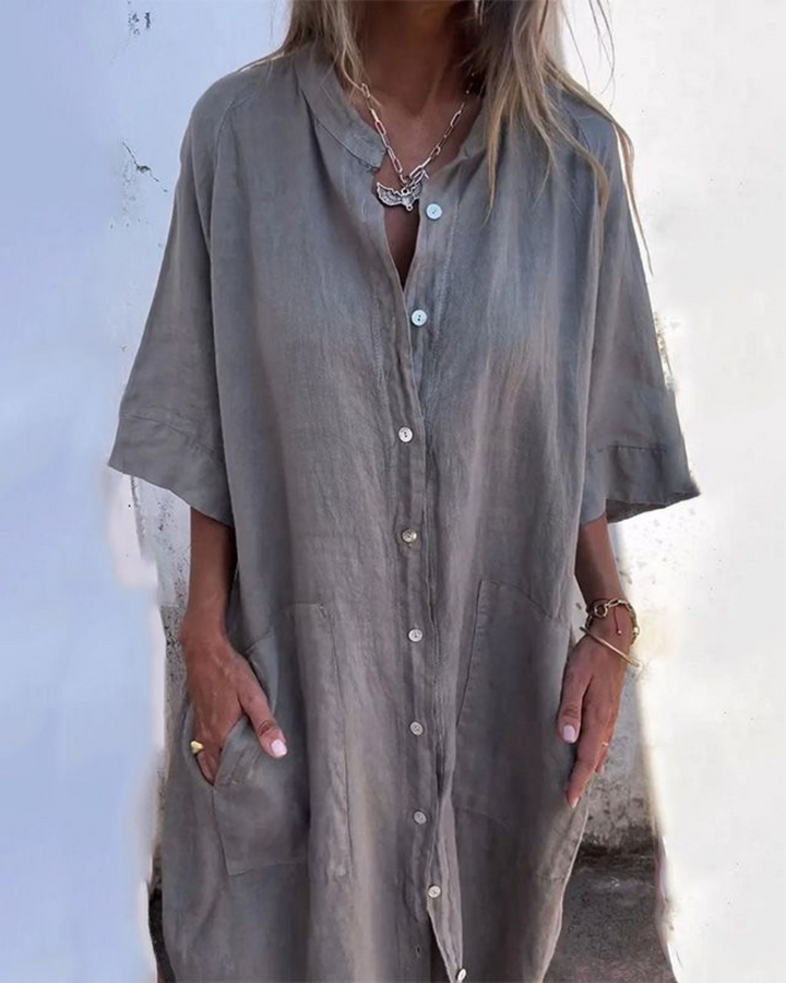 Marjorie | Ibiza Style Casual Ankle-Length Shirt Dress