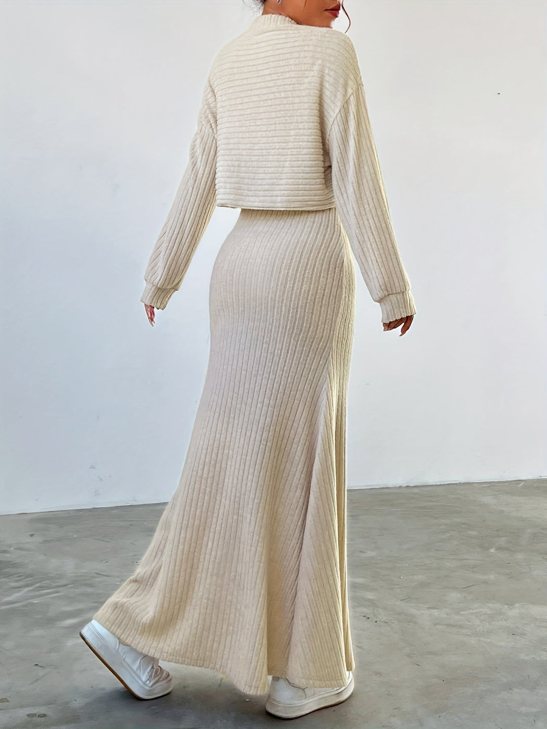 Élise | Ribbed Long Sleeve & Skirt Set