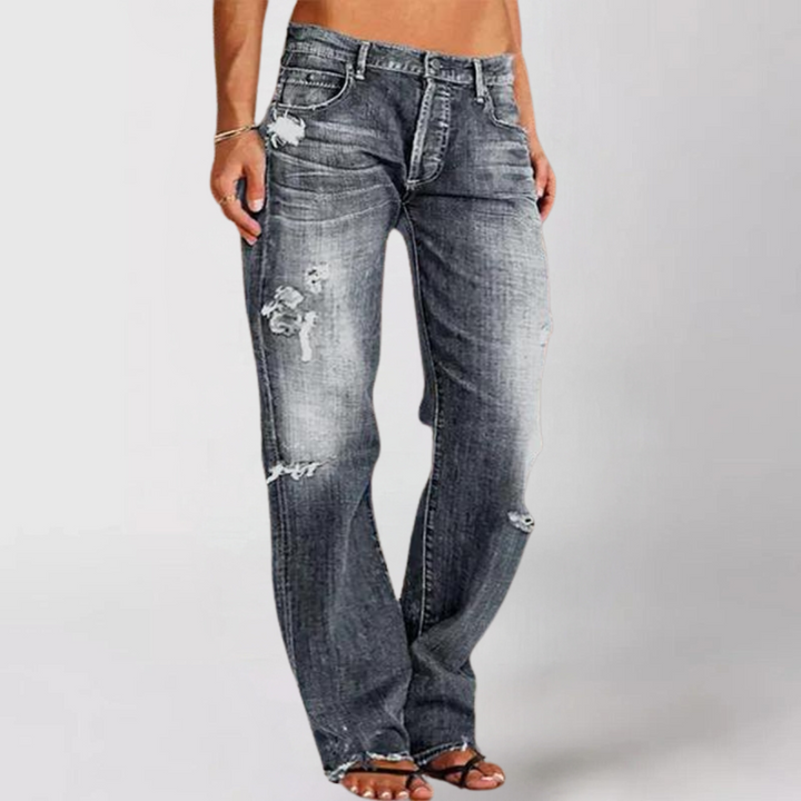 Celeste| Women’s Distressed Wide-Leg Jeans