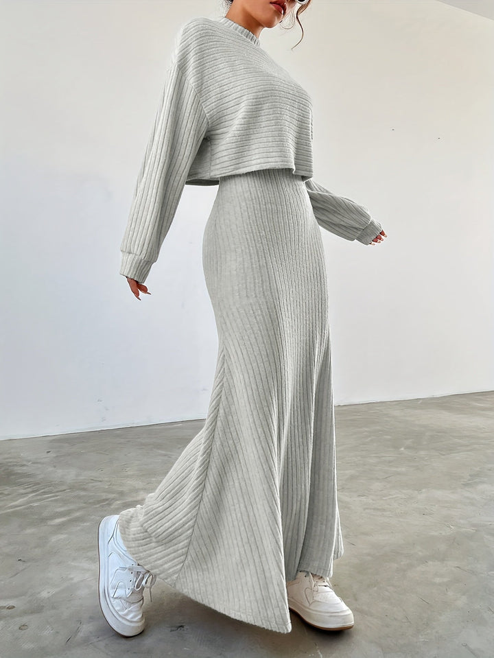 Élise | Ribbed Long Sleeve & Skirt Set