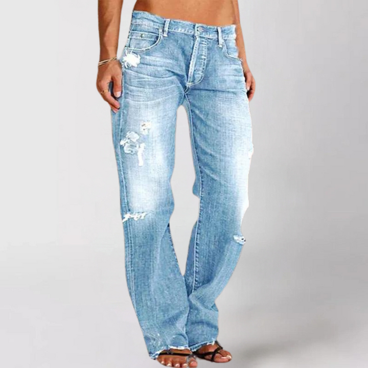 Celeste| Women’s Distressed Wide-Leg Jeans