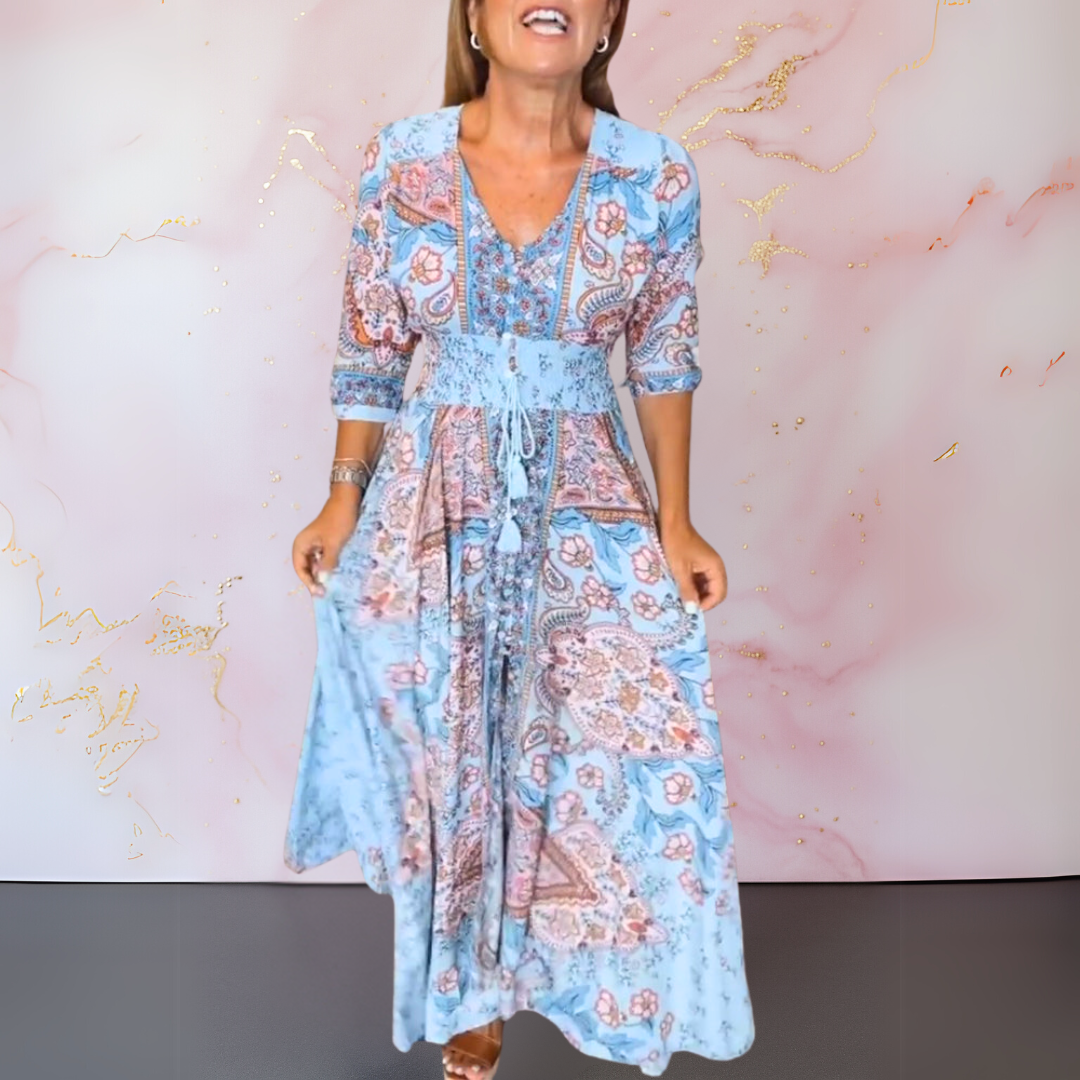 Alma | Elegant V-Neck Summer Dress
