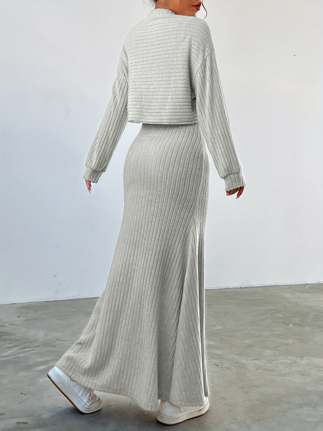 Élise | Ribbed Long Sleeve & Skirt Set