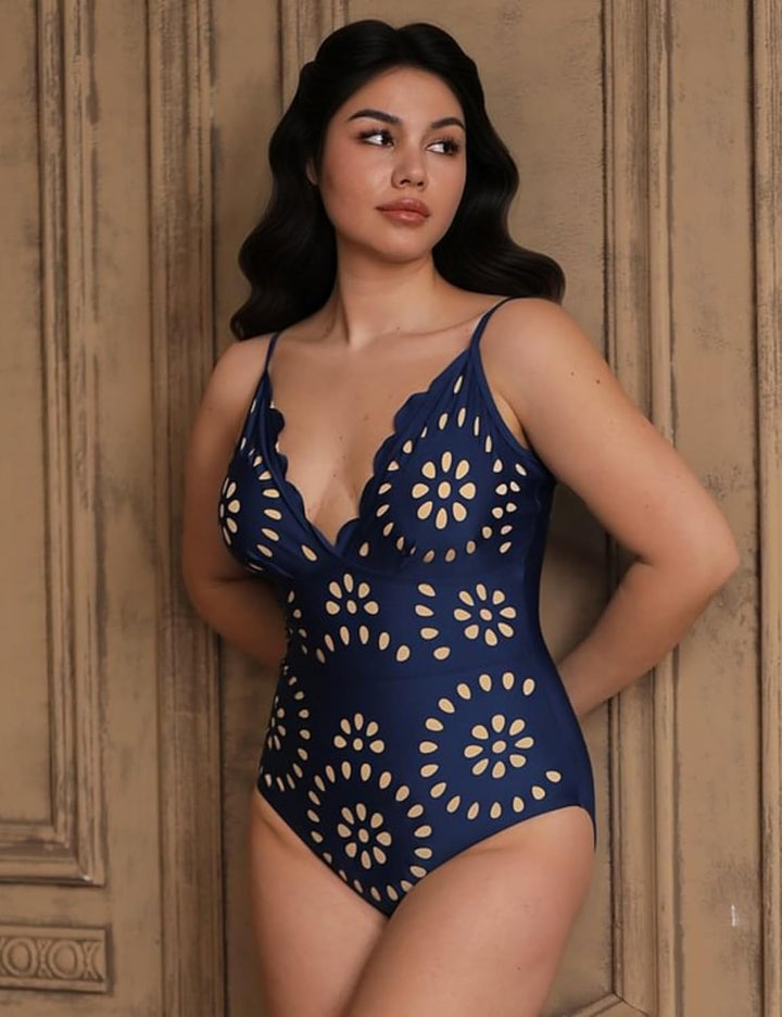 Alina | Petal Hollow One-Piece Swimsuit with Skirt