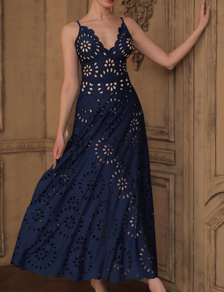 Alina | Petal Hollow One-Piece Swimsuit with Skirt