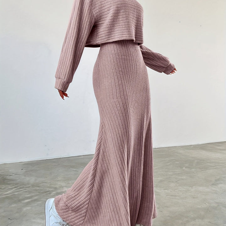 Élise | Ribbed Long Sleeve & Skirt Set