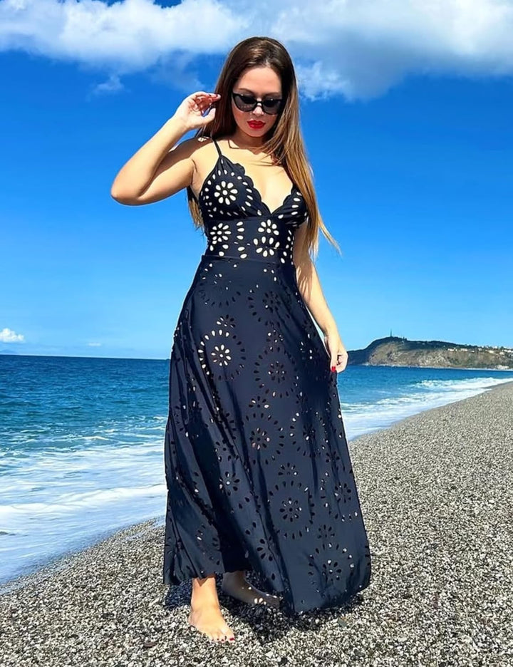 Alina | Petal Hollow One-Piece Swimsuit with Skirt