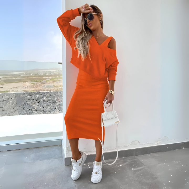 Isadora | Stylish Dress & Cropped Top Set