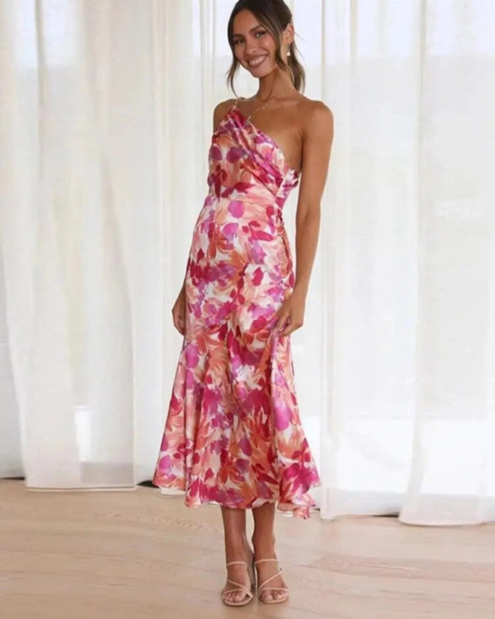 SIENNA - ASYMMETRIC MAXI DRESS WITH FLORAL PATTERN