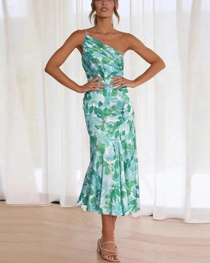 SIENNA - ASYMMETRIC MAXI DRESS WITH FLORAL PATTERN