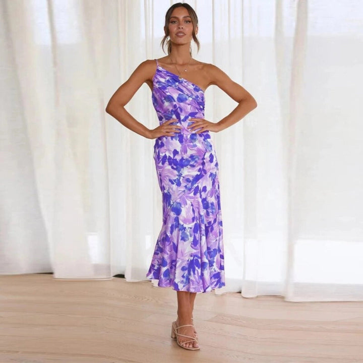 SIENNA - ASYMMETRIC MAXI DRESS WITH FLORAL PATTERN