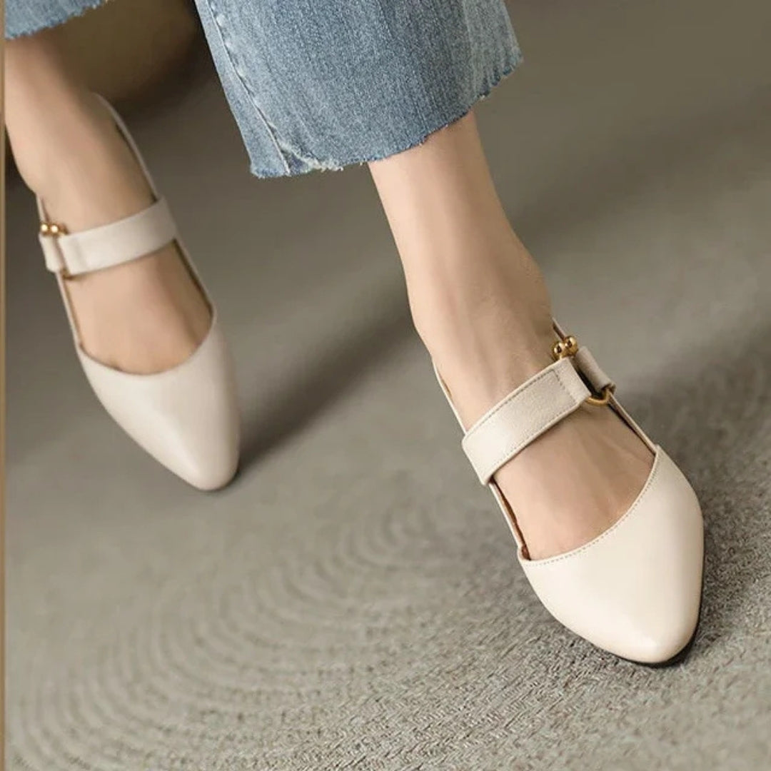 Josette | Stylish Slingback Heels with Gold Accents