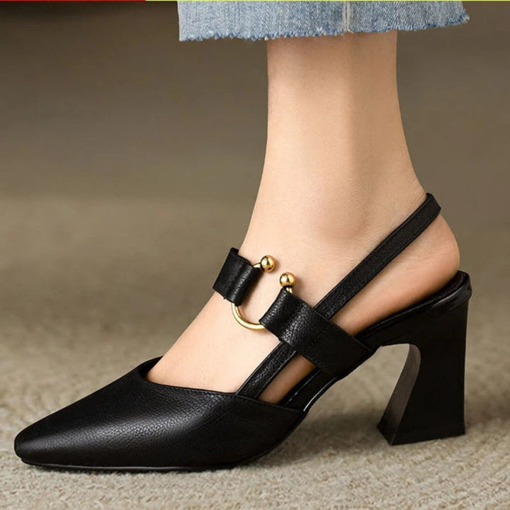 Josette | Stylish Slingback Heels with Gold Accents