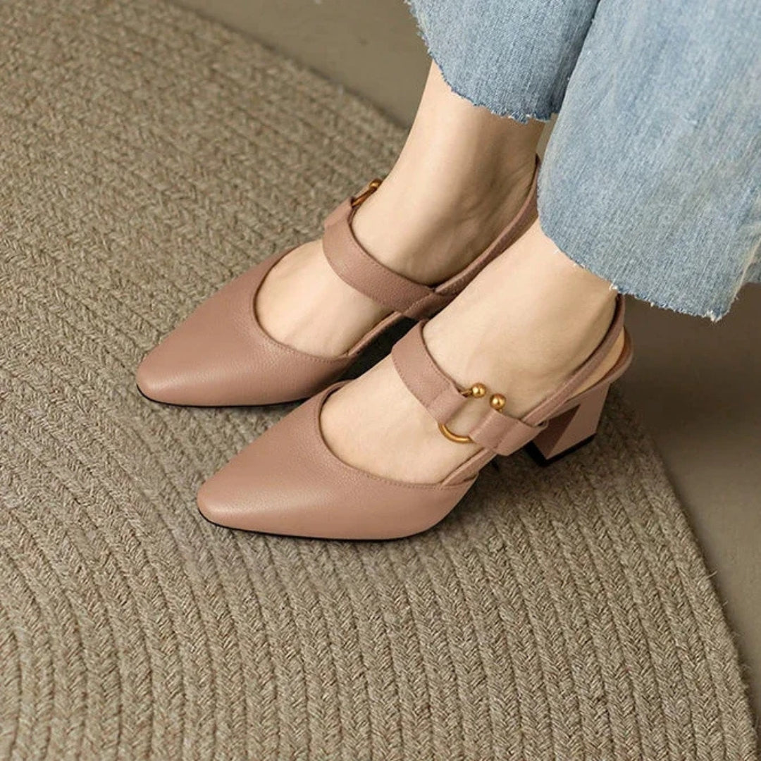 Josette | Stylish Slingback Heels with Gold Accents