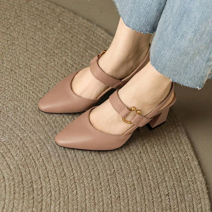 Josette | Stylish Slingback Heels with Gold Accents