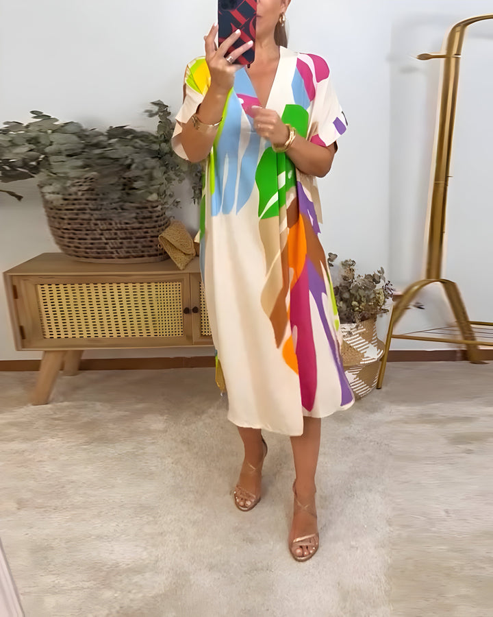 Roos™ |Casual Dress with Colorful Leaf Print