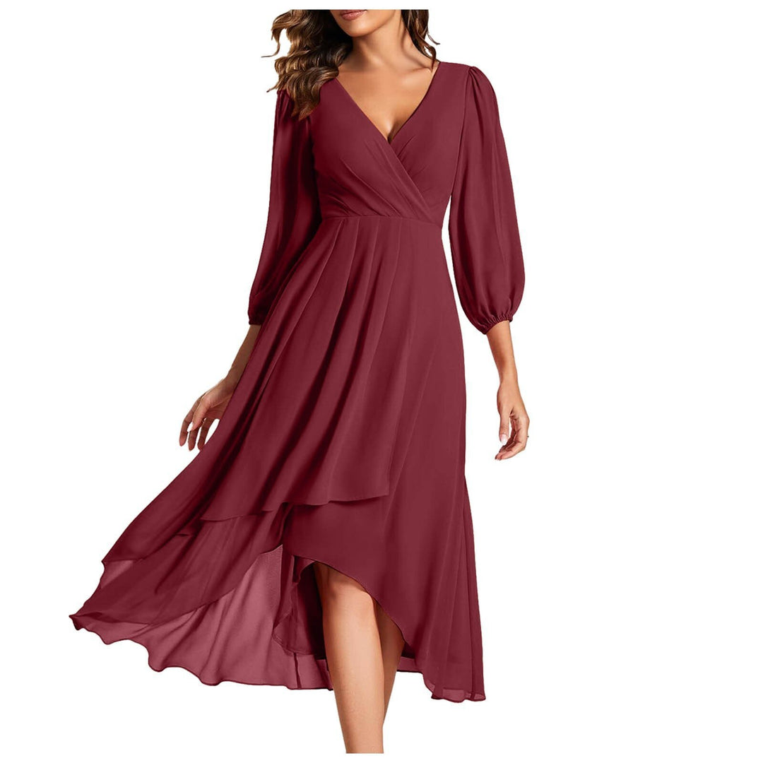 Eloura I V-Neck Dress with Asymmetric Hem