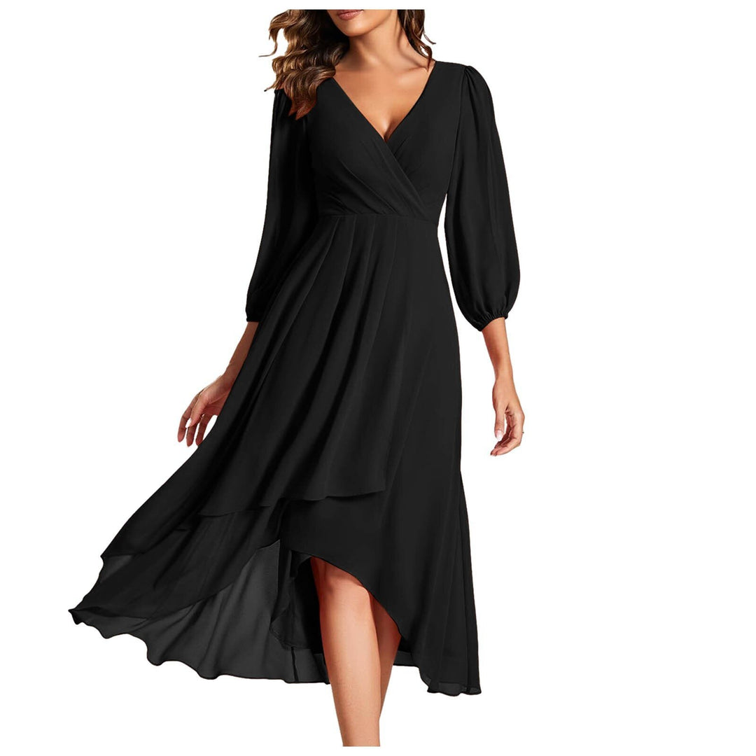 Eloura I V-Neck Dress with Asymmetric Hem