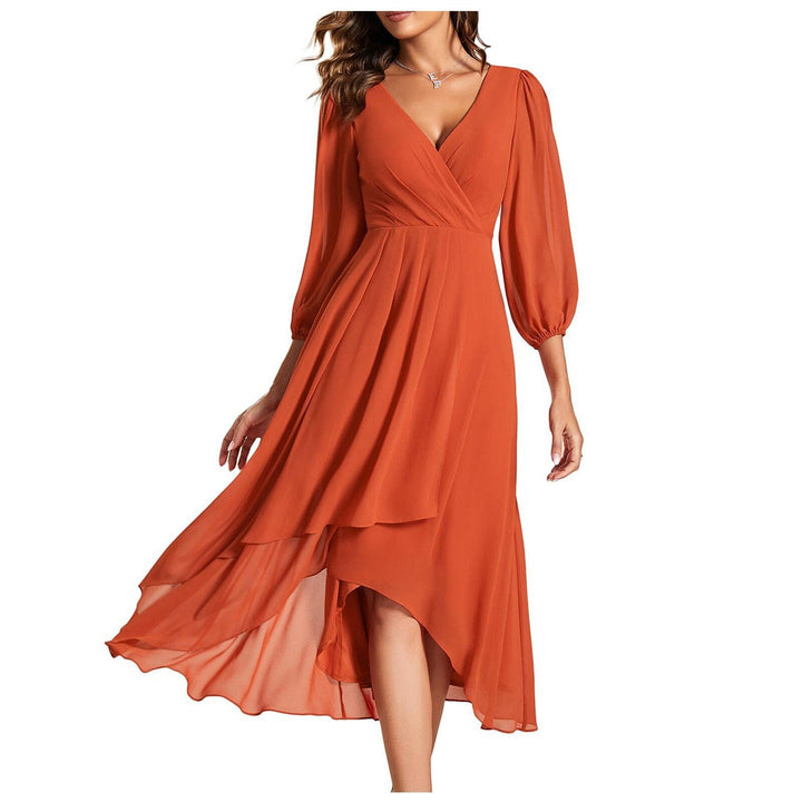 Eloura I V-Neck Dress with Asymmetric Hem