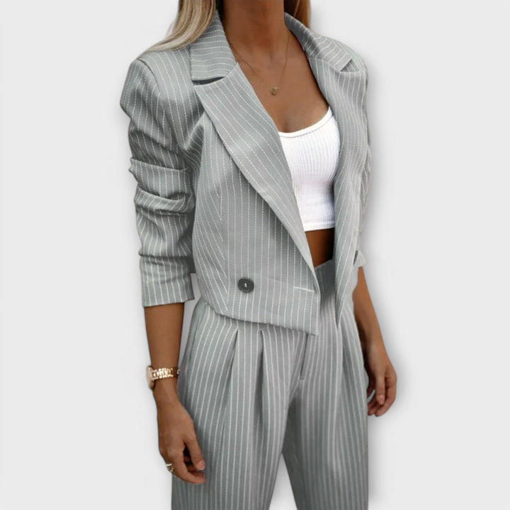 Emily |  Women’s Cropped Striped Blazer & Pants Set
