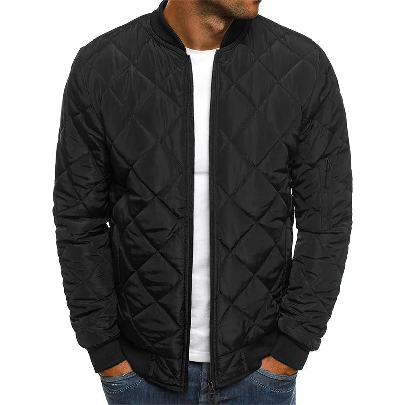 DALE-COTTON JACKET WITH DIAMOND PATTERN.
