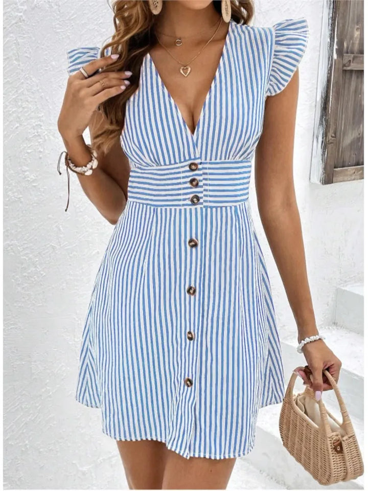 Alba | Striped Ruffled Dress