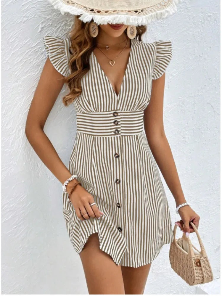 Alba | Striped Ruffled Dress