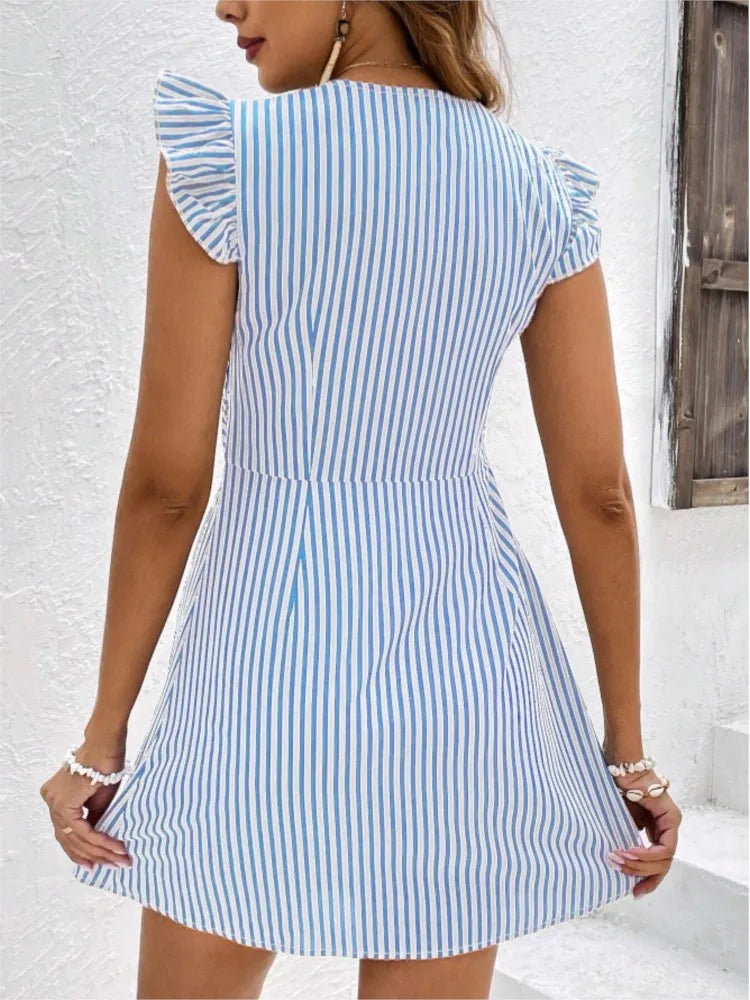 Alba | Striped Ruffled Dress