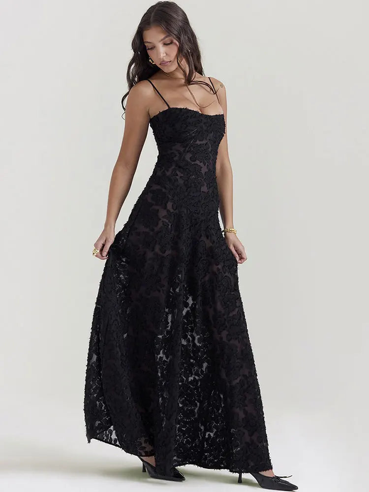 Alena | Backless Spaghetti Strap Maxi Dress