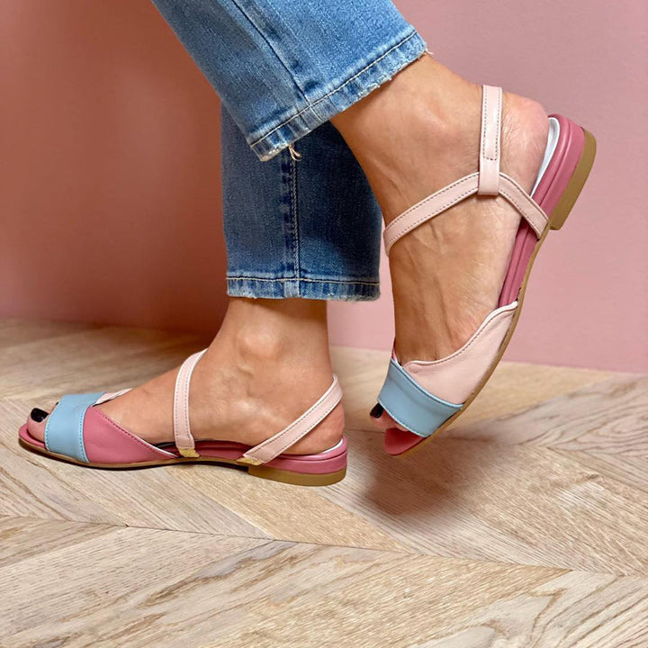Roselina - Asymmetrical Pink Color Block Orthopedic Sandals