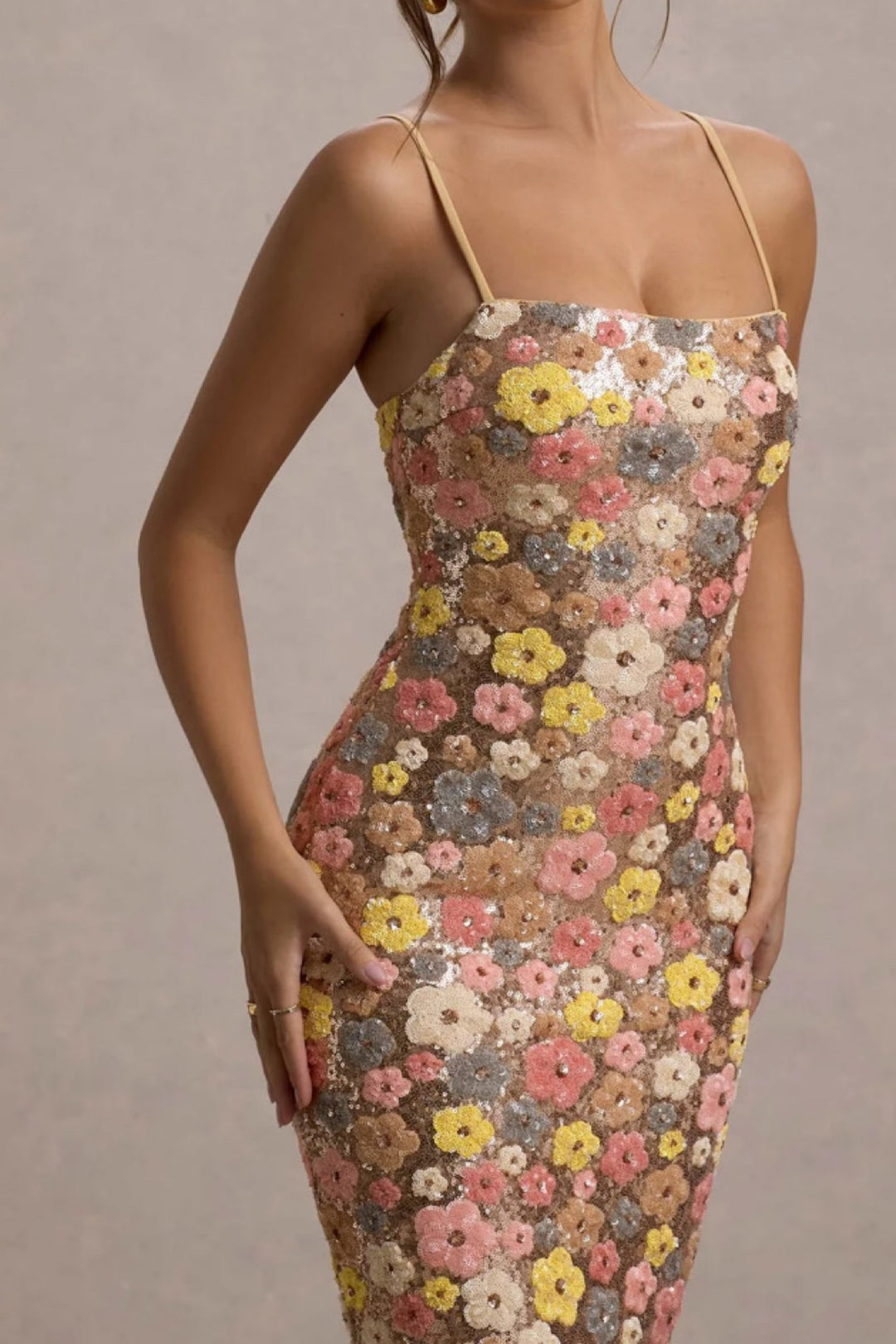 Vitoria | Floral Sequin Embellished Maxi Dress