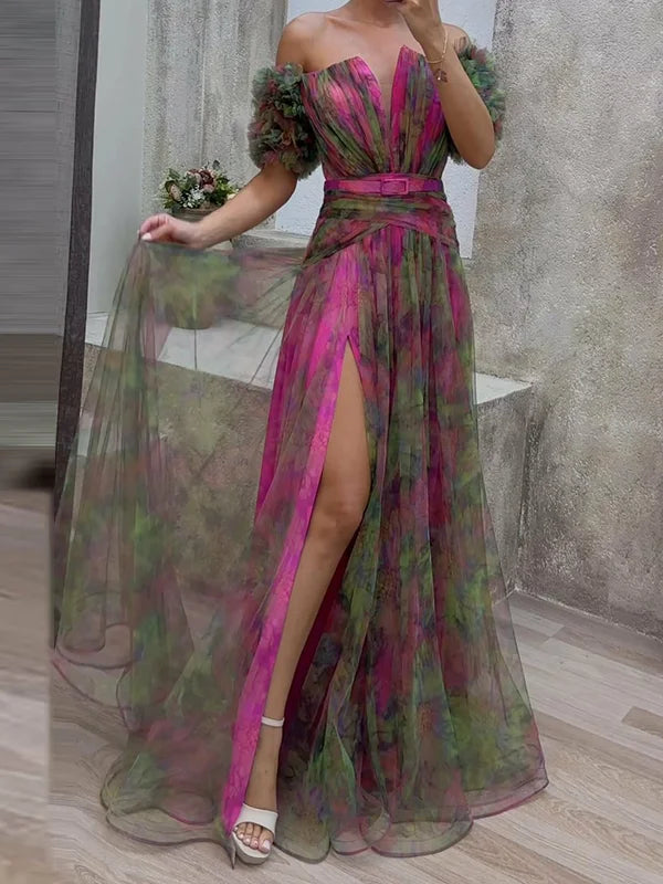 Adele - Tulle evening dress with V-neckline