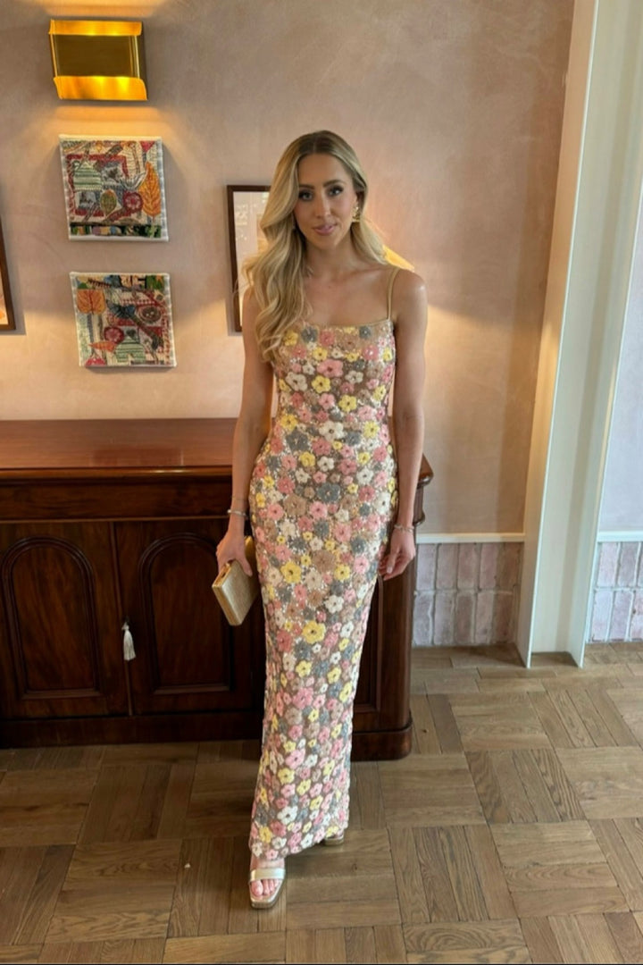 Vitoria | Floral Sequin Embellished Maxi Dress