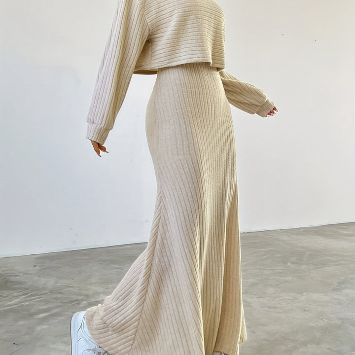 Élise | Ribbed Long Sleeve & Skirt Set