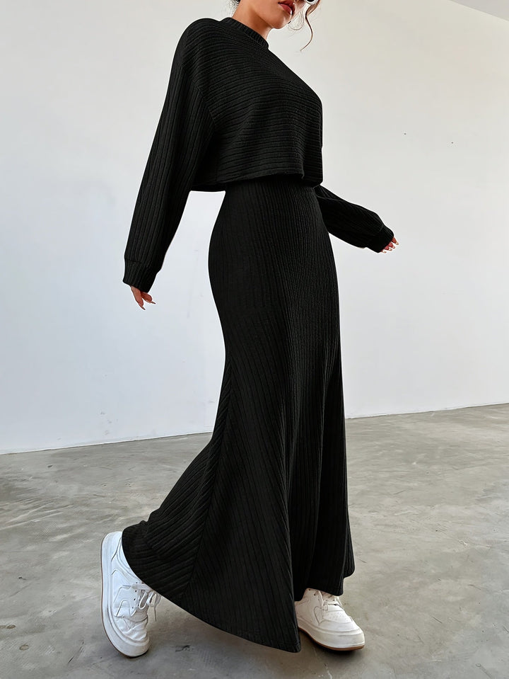 Élise | Ribbed Long Sleeve & Skirt Set