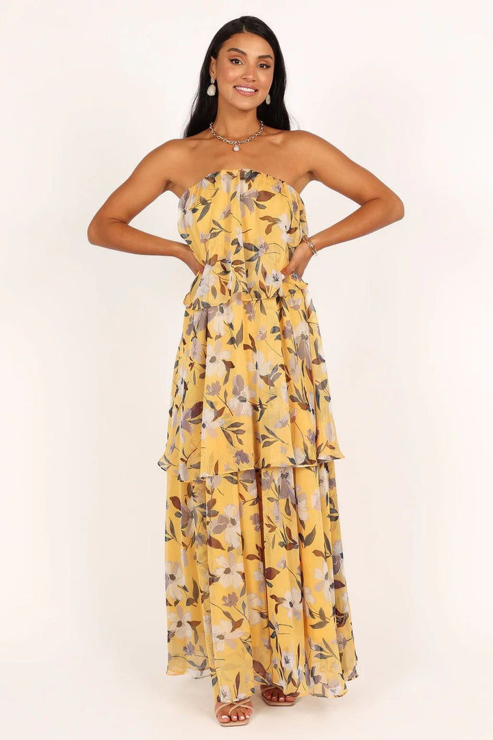 Elsie - Polka Dot Strapless Maxi Dress