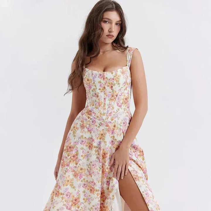 Freya - Floral corset midi dress