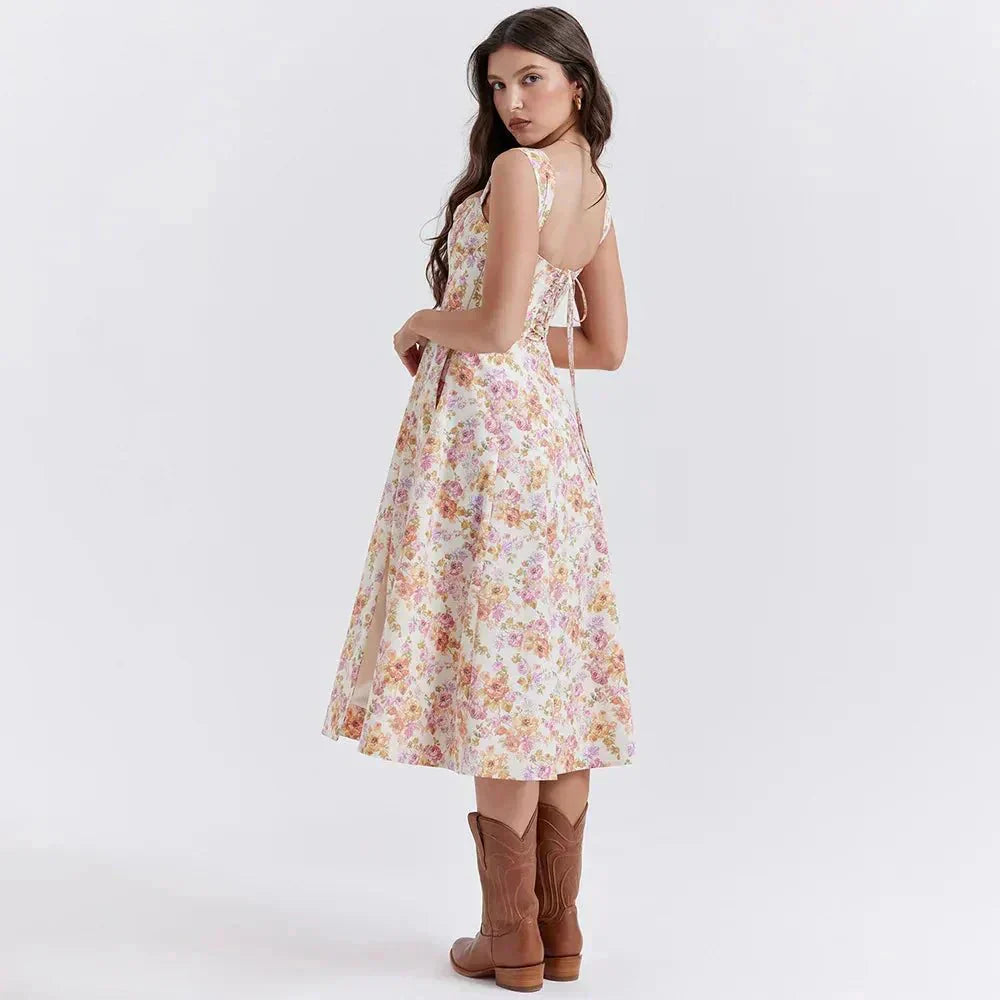 Freya - Floral corset midi dress