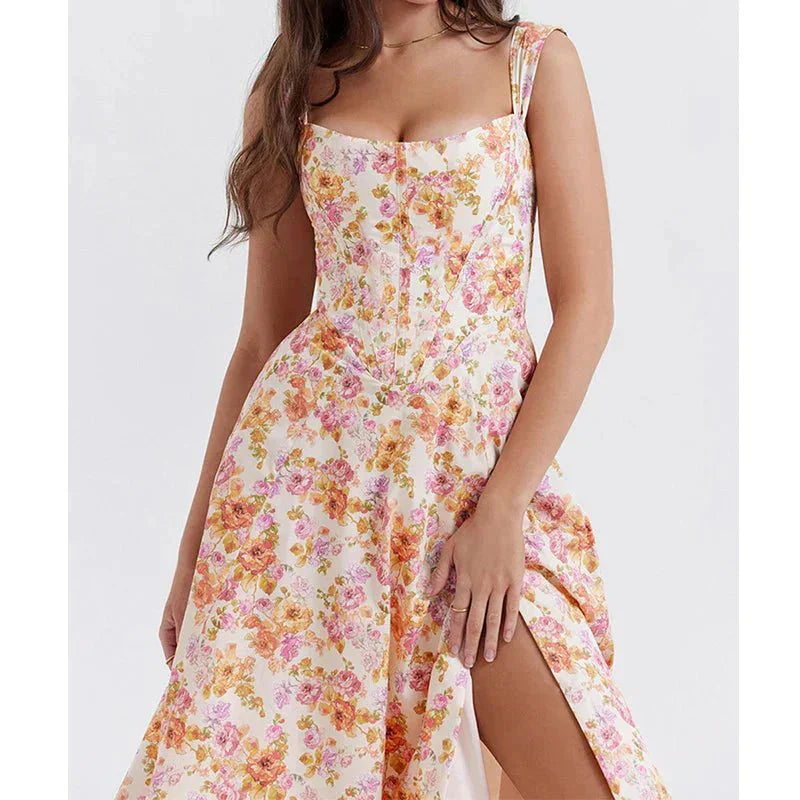Freya - Floral corset midi dress