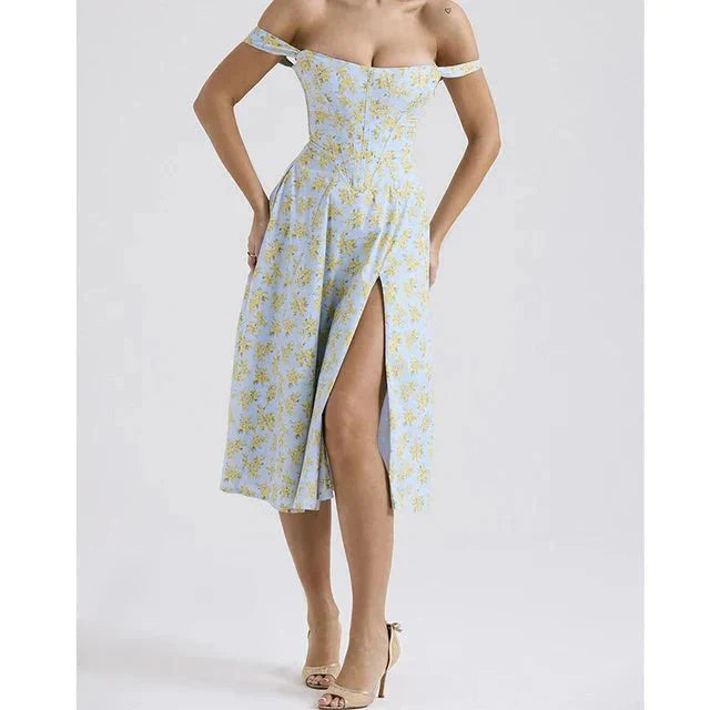 Freya - Floral corset midi dress