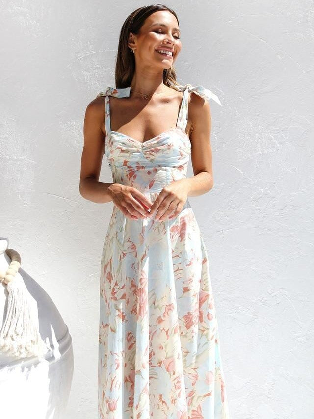 Lira -  Printed Midi Dress with Straps