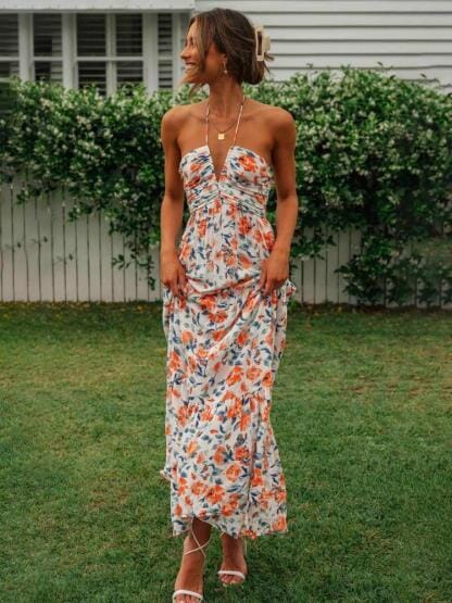 Louise -Floral Halter Maxi Summer Dress